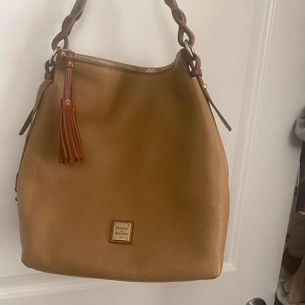Dooney & Bourke Brown Pebbled Leather Hobo with Braided Strap